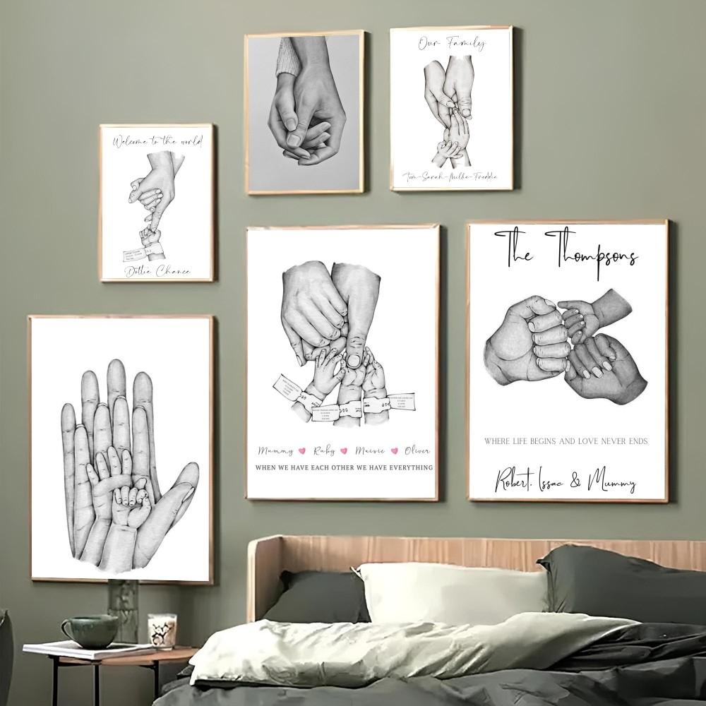 1pc Family Hands Art Abstract Canvas Poster Paper Print Home Bedroom Entrance Bar Cafe Art Painting Decoration