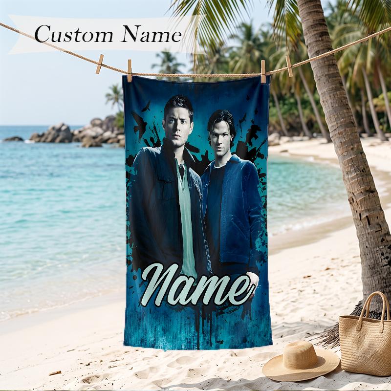 Supernatural Custom Name Printed Beach Towel Personalized Soft Towel For Swimming Beach Travel