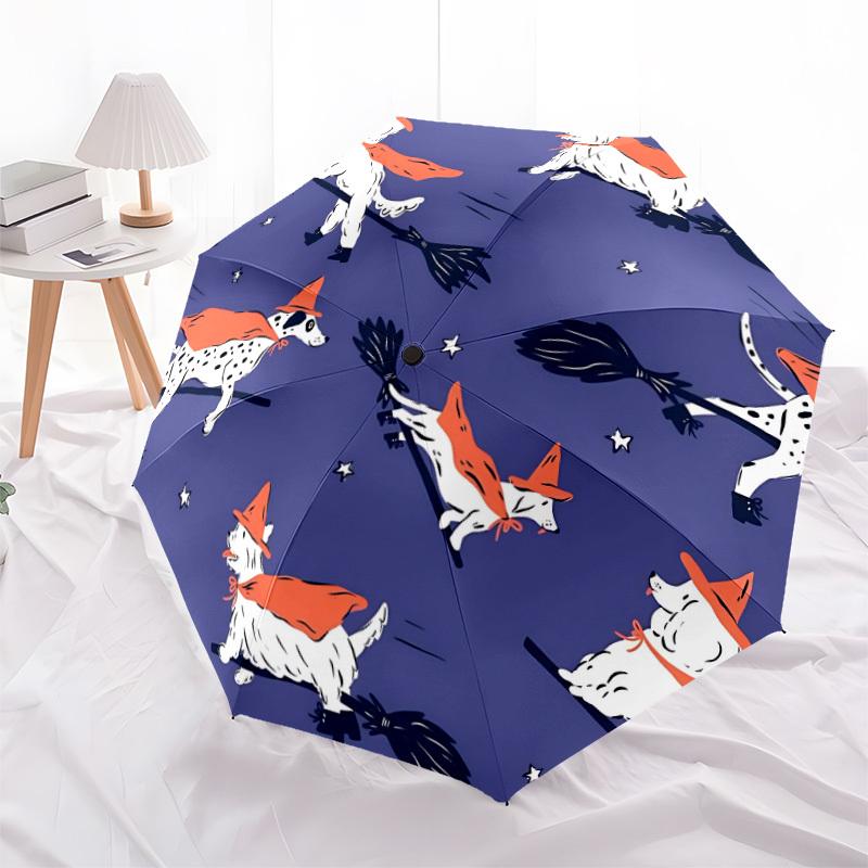 1pc Witch Dogs Automatic Folding Umbrella, 8-Rib Iron Frame, Casual Outdoor Accessory for Birthday Festival Gifts yy251128154
