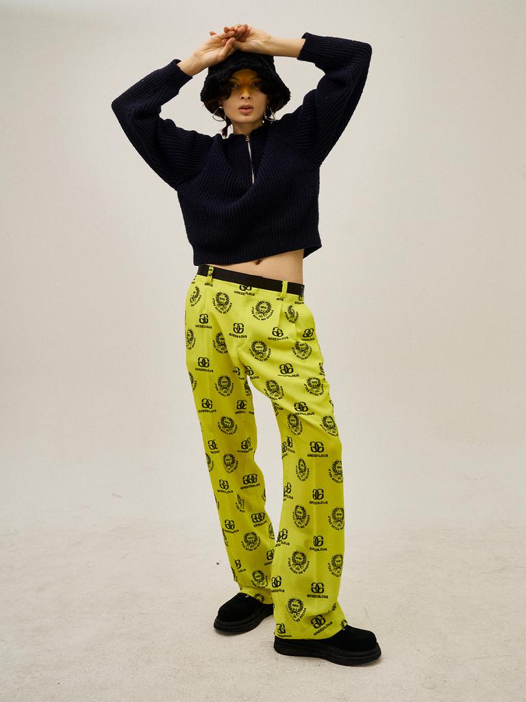 GREEDILOUS Repeat Logo Suit Pants