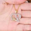 Mother's Day Gift Creative Cute Animal Double Elephant Pendant Necklace Jewelry Suspension Trinket