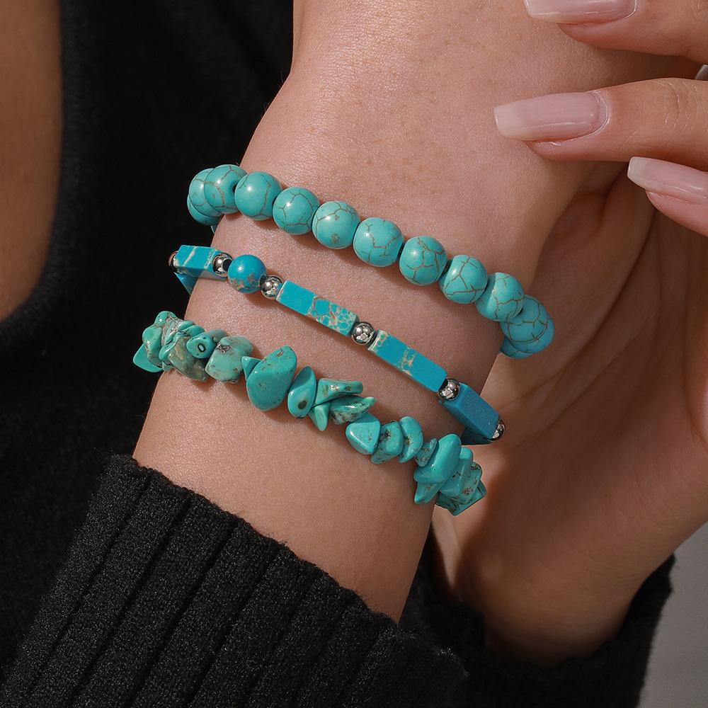 Bohemian Elastic Bracelet Combination Shoushan Stone Turquoise Bracelet Beach Vacation Handmade Beaded Bracelet Female