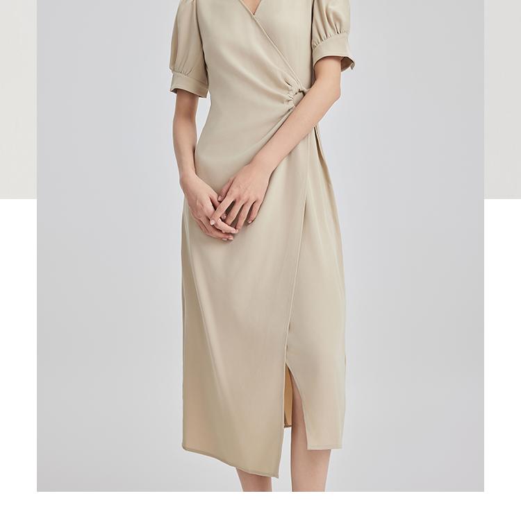 Gubang V-neck short-sleeved dress