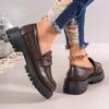 Brown Punk Platform Women Loafers Round Toe Chunky Heel Vintage Shoes Women Slip On High Heel Women Pumps
