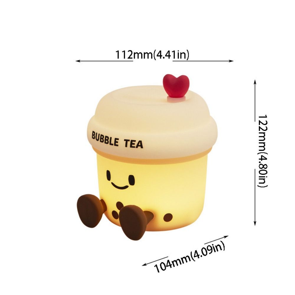 Led Light Milk Tea Cup Night Light Silicone Material Cartoon Table Lamp  Bedroom Decor