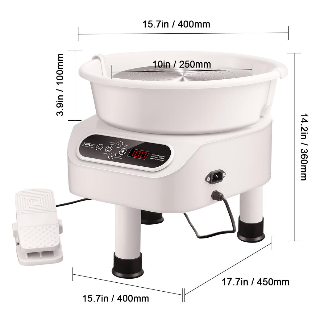 SucceBuy Гончарный круг 11 дюймов Машина для формирования керамики Прямой привод Керамический круг 450 Вт Электрический круг для гончарного дела с ножной педалью
