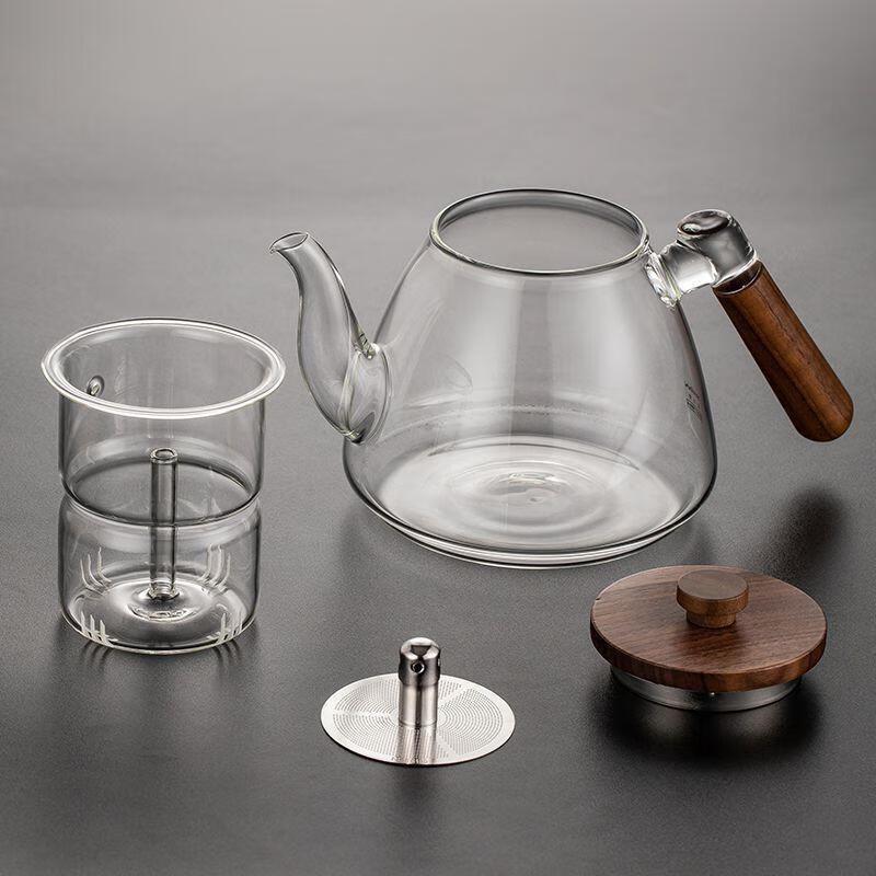 Chaxun Walnut Handle Glass Herbal Teapot for Stove
