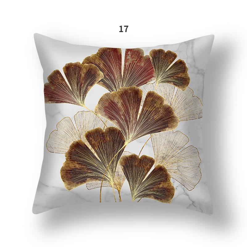 Чехол на подушку с листьями гинкго, полиэстер, короткие плюшевые современные подушки для стула с цветочным рисунком, чехол для декора гостиной, декоративные подушки, 1 шт., только наволочка