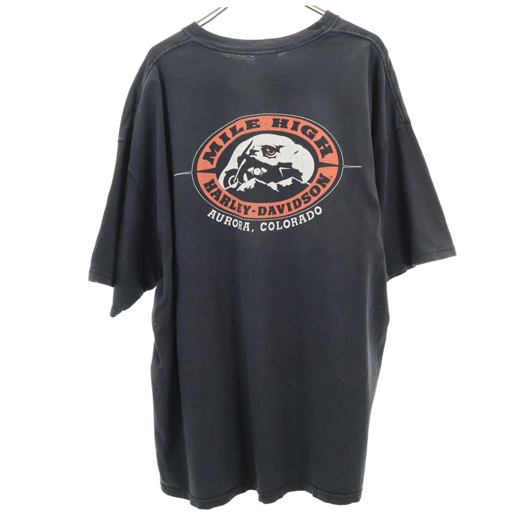 Harley Davidson Short Sleeve T-shirt 3XL Black Big Size Men's Used