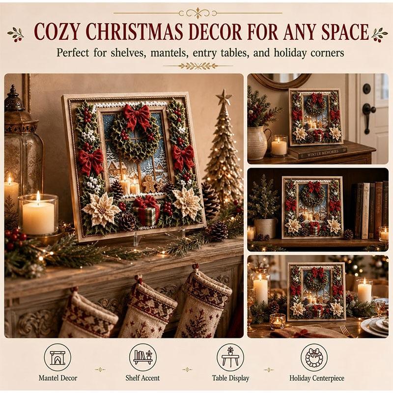 3D Christmas Fabric Poke Craft Art Kit DIY Fabric Poke Art Kit With Pre-Cut Squares Holiday Handmade Home Decor For Beginners