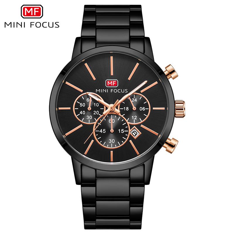 MINI FOCUS Business Sport Watches Men Luxury Top Brand Stainless Steel Wristwatch Man Waterproof Chronograph Quartz Watch