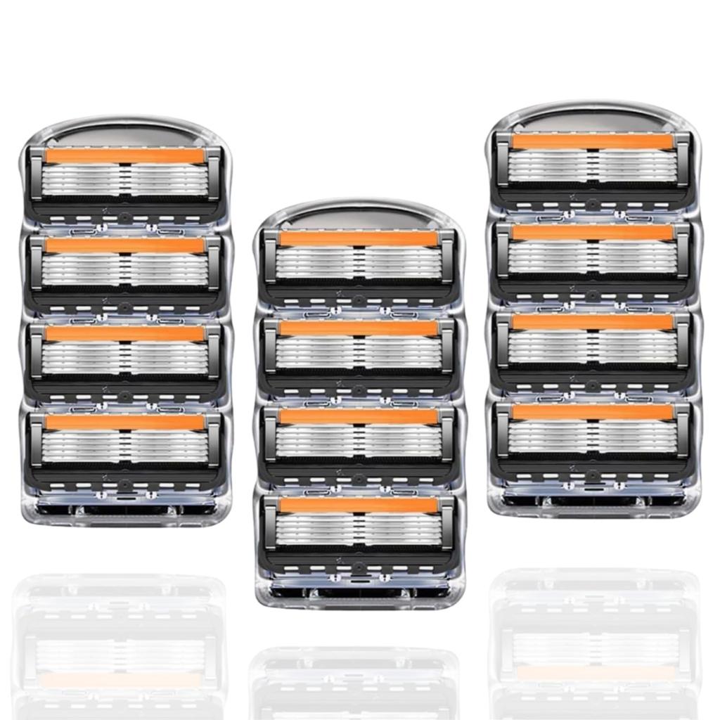 Gillette Compatible Replacement Razor Replacement Parts for Black 12-Pack ProGlide/Fusion Blades, 5-Blade Heads, Men,