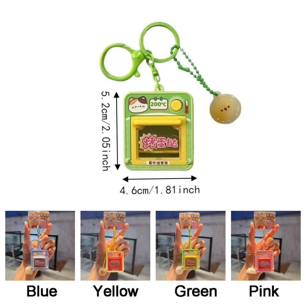 Cute Mini Oven Keychain Interactive Mini Kitchen Toy Simulation Baking Food Key Ring Backpack
