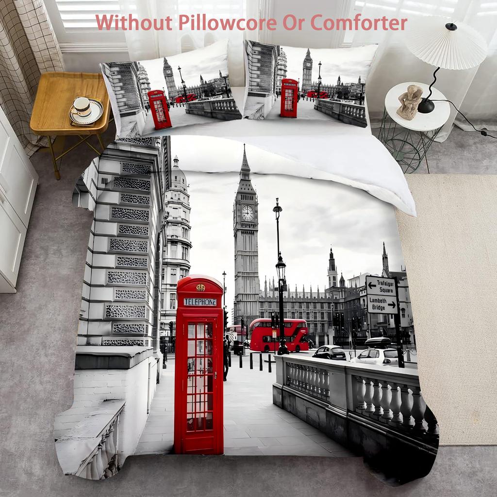 London Street Pattern 3D Printed Duvet Cover Fashion Art Luxury Style Quilt Cover Set Soft Comfortable Bedding Set Pillowcase