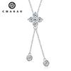 Niche Light Tassel Pendant Moissanite Necklace 925 Sterling Silver Four-leaf Flower Necklaces for Women
