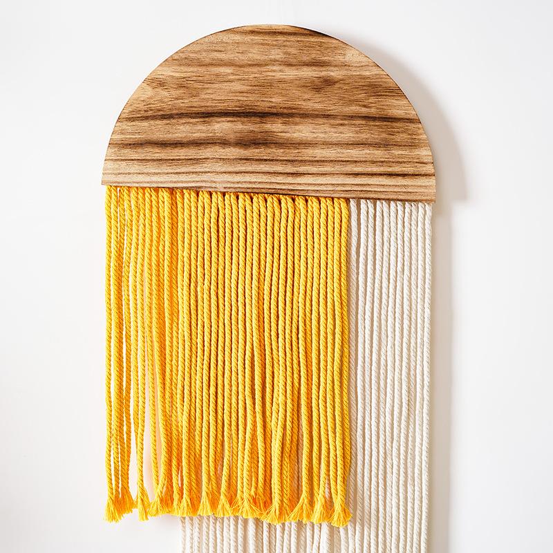 Nortic ручной работы деревянный полукруг тканый макраме настенный гобелен с кисточками фон стены дома гостиная домашний декор