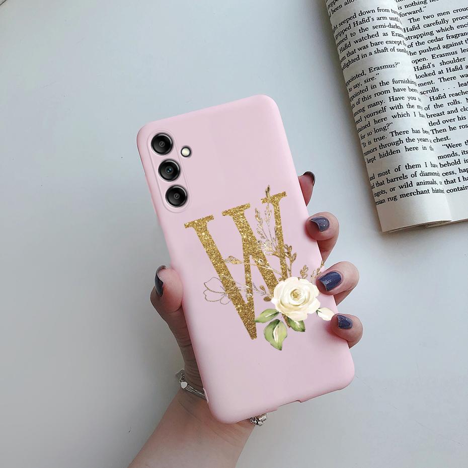 For Samsung Galaxy A24 4G Fashion Case Pink Black Matte Silicone Letters Phone Case For Samsung A24 A 24 4G SM-A245F Back Cover