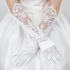 1 Pair Women Prom Gloves See-through Lace Flower Pattern Five Fingers Opera Performances Bride Wedding Photo Prop Arm Cuffs