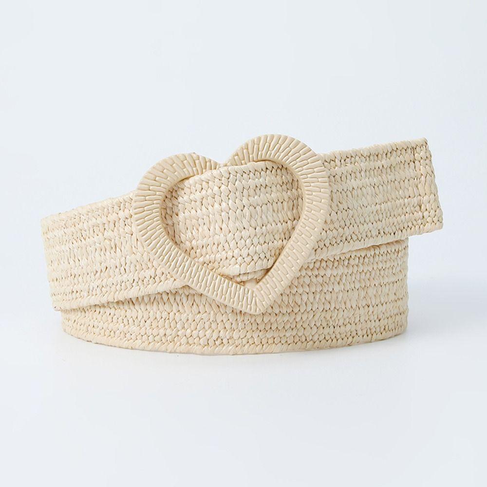 4cm Wide Braided Belt Straw Woven Waistband Sweet Waist Belt