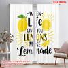 2pcs 2D Flat Printing Window Curtains Life Lemons Make Lemonade 100% Polyester Fabric Without Electricity Holiday Decorations