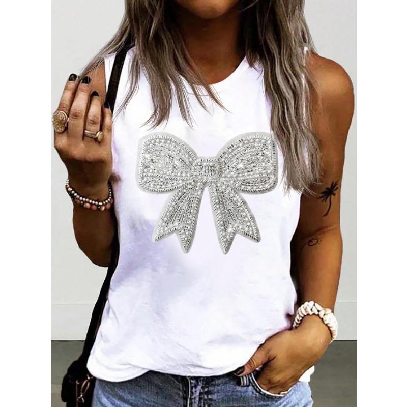 Colorful Stripe Round Neck Butterfly Leopard Creative Element Casual Tank Top Summer Women Blouse