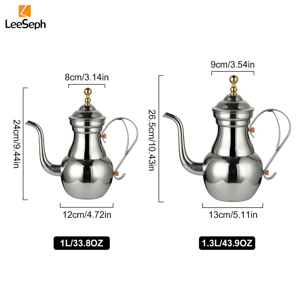 Leeseph Turkish Coffee Pot, Stainless Steel Arabic Tea Pot with Filter Mesh, Gooseneck Kettle for Cafe, Tea, Juice, Milk