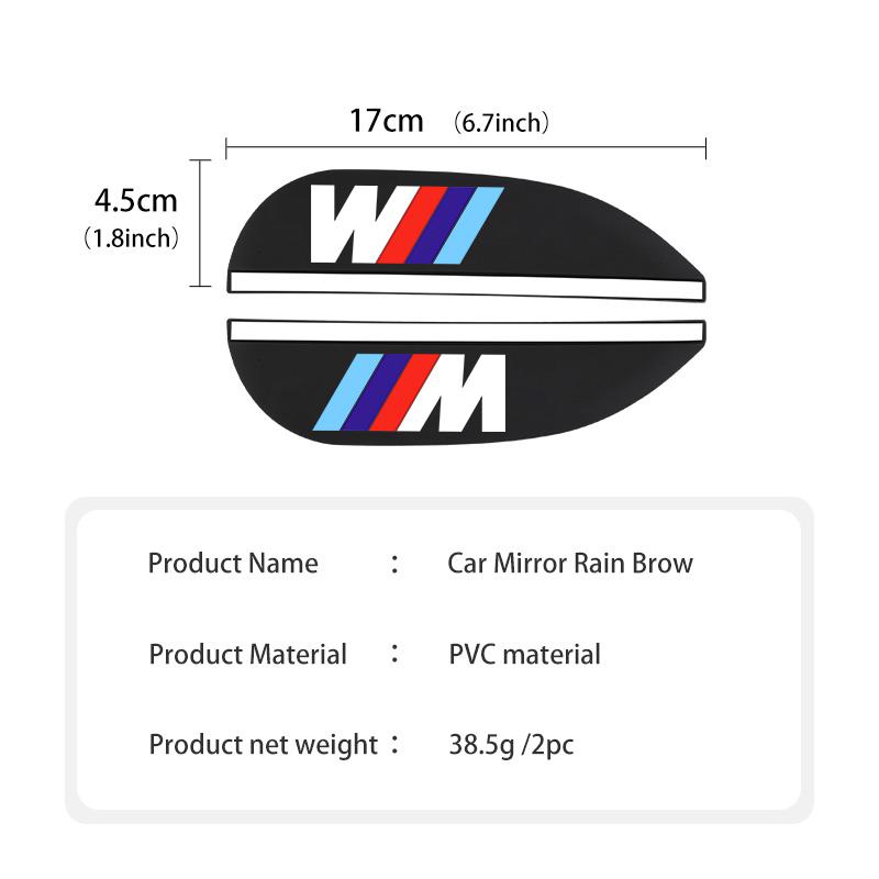 2pcs Car Sun Visor Rearview Mirror Rain Eyebrow Shield Sticker For BMW M 1 3 4 5 6 7 Series X1 X3 X4 X5 G20 G38 F48 E36 E39 blcp03