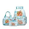 Capybara Cartoon Kids School Backpack Set With Pencil Case Lunch Bag - Large Capacity Breathable Waterproof Oxford Fabric