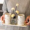 Креативная керамическая стаканчик для зубных щеток с мраморной текстурой Набор аксессуаров для ванной комнаты Бутылочка для мыла Держатель для зубных щеток Мыльница Бытовой поднос