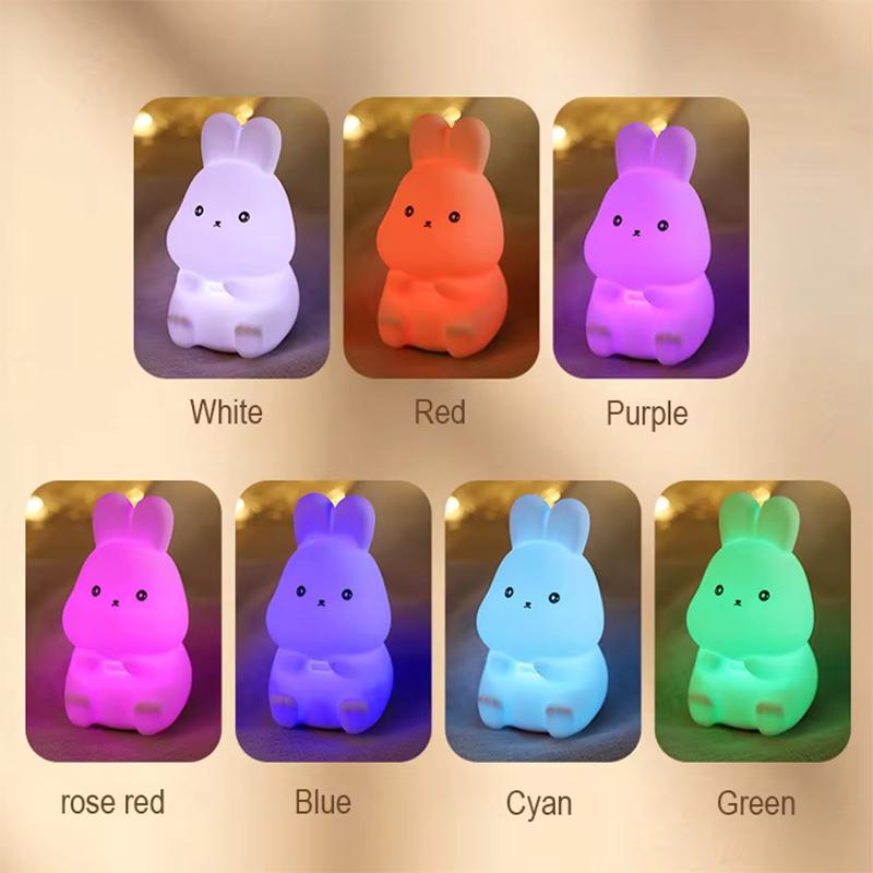 GGbingo Quality Silicone LED Night Light Lamp Cute Rabbit Bear Touch Control RGB Mood Night Lamp for Home Children