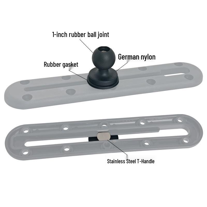 1-Inch Ball Head Rail Mount Bracket for Car or Boat Modification - Quick Release T-Type Slider.