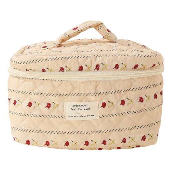 Косметичка с цветочным принтом Большая вместительная застежка-молния Прочная строчка Мягкая ручка Выдерживает большую нагрузку Дорожная стеганая косметичка Органайзер для туалетных принадлежностей