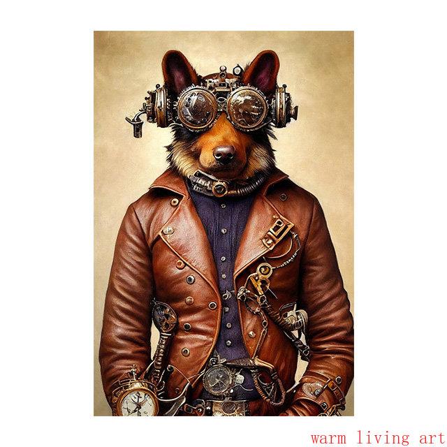 Retro Steampunk Cat Wolf Astronaut Rabbit Poster Art Canvas Painting Funny Animal Tiger Gorilla Poster Living Room Home Decor