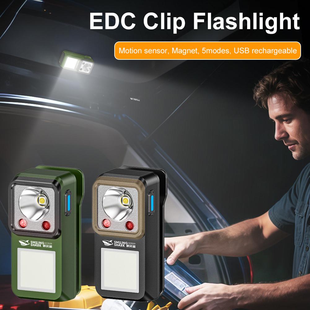 Magnetic LED Work Light Clip On Flashlight Rechargeable Super Bright Waterproof Portable Light For Car Repair Outdoor Emergency