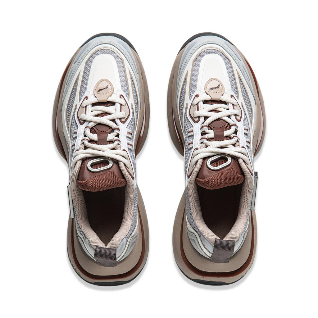 Li Ning Project* Ling Kong Shock Absorption Non-Slip Wear-Resistant Low-Top Casual Shoes Women Sneaker Gray White AGCU260-3