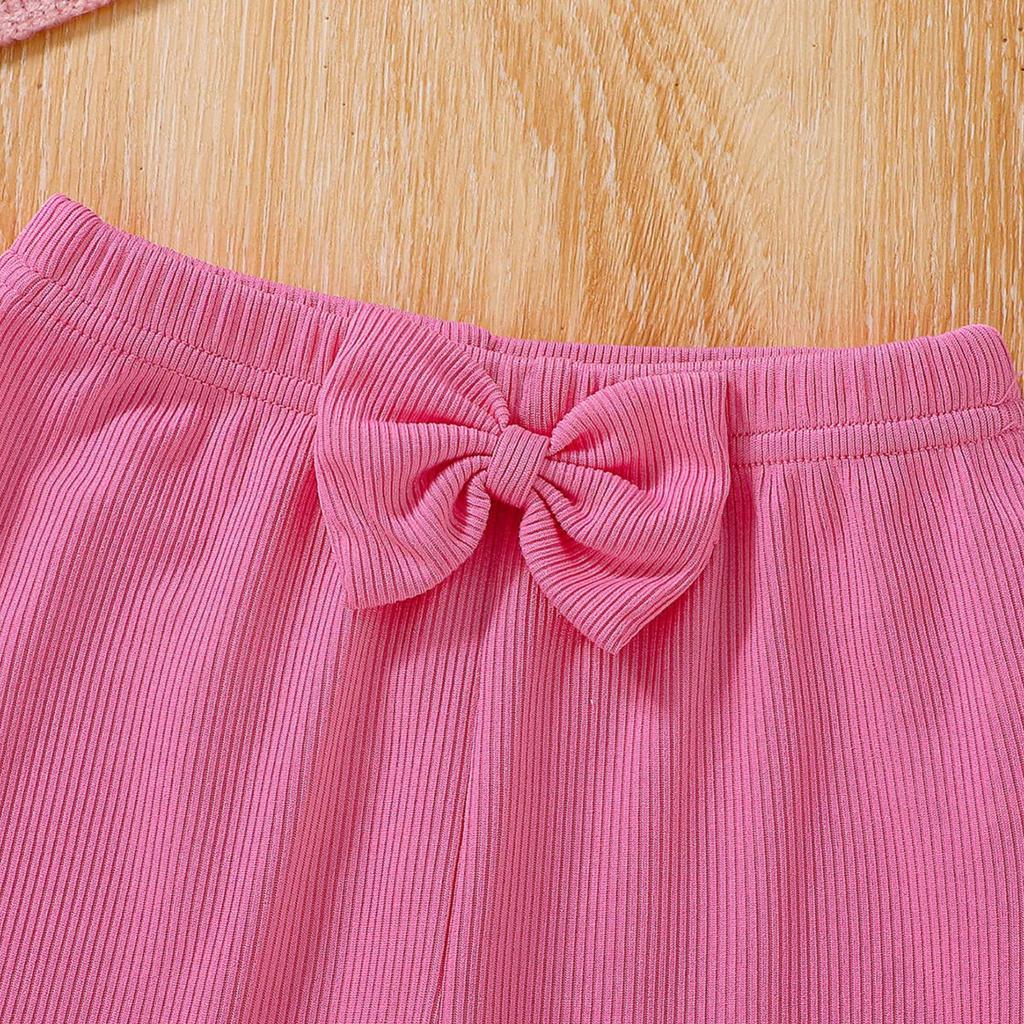 Комплект детского ромпера с принтом алфавита - Брюки с бантом, костюм из двух предметов