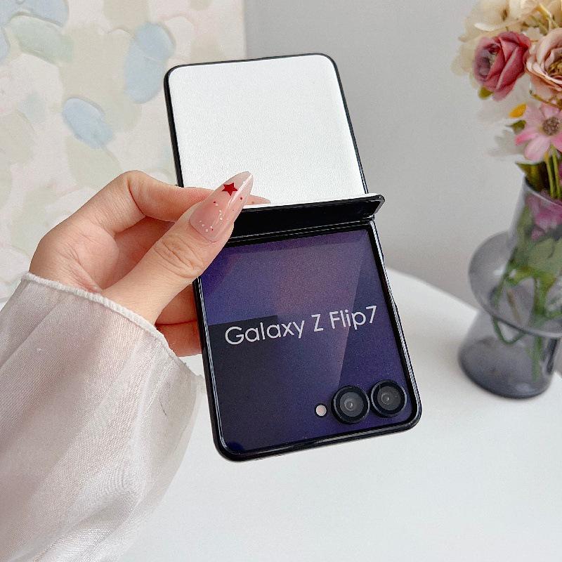 Однотонный чехол-бампер из кожи с текстурой Morandi для Samsung Z Flip7, ударопрочный, складной, из твердого ПК