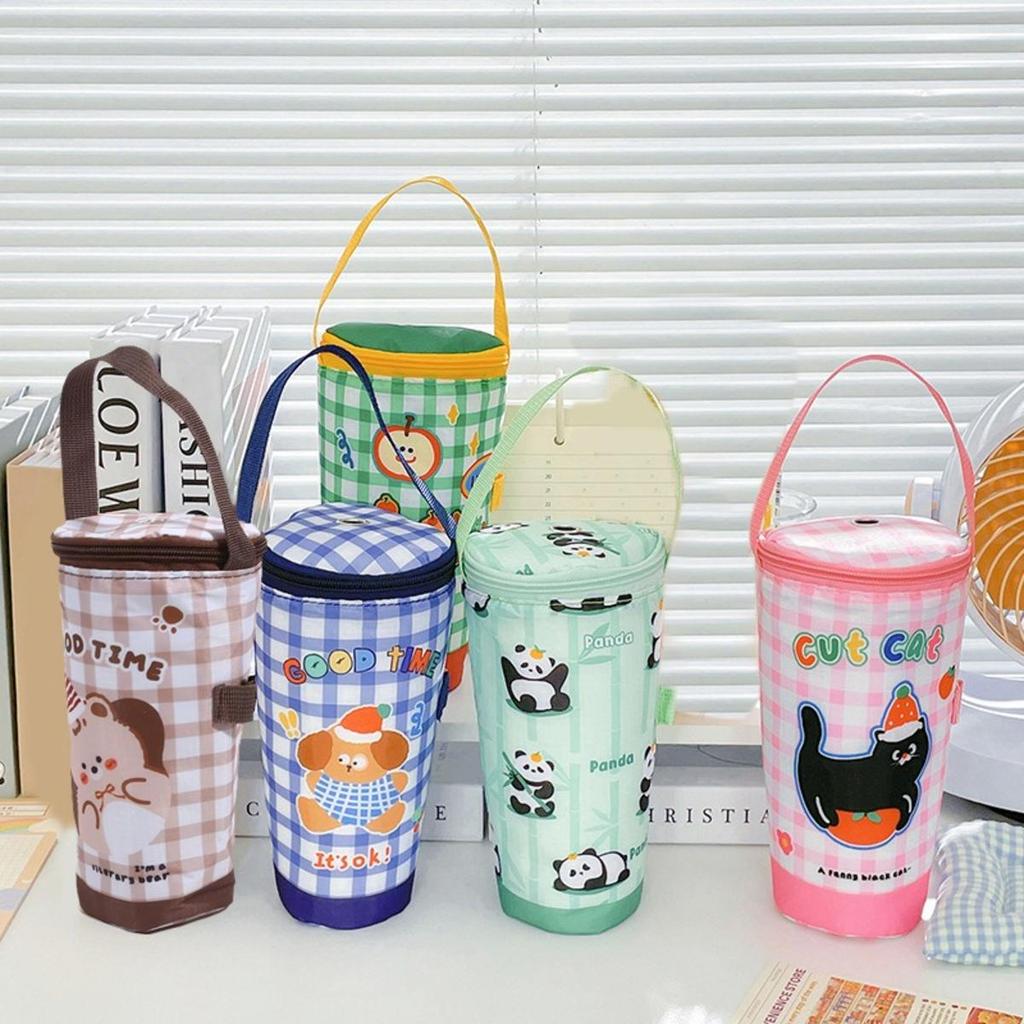 Portable Milk Tea Tote Bag Heat Preservation Bag Carrying Insulated Cup Cover Umbrella Pouch Handbag Camping Drinkware Accessories