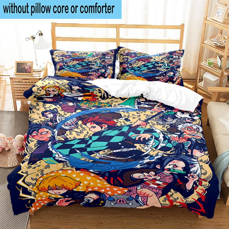 3PCS Vibrant Anime Characters 3pcs Bedding,Including 3PCS Duvet Cover And 2pcs Pillowcases Perfect for Christmas,Ideal for Bedroom, Dormitory