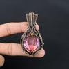 Unique Pink Kunzite Gemstone Handmade Pure Copper Wire Wrapped Pendant Jewelry