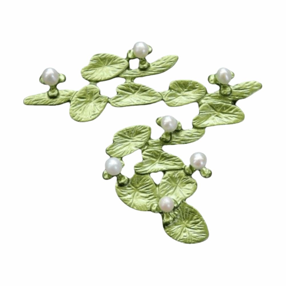 Vintage Leaf Brooch Handmade Pearl Brooch Nature Theme Plant Brooch Collar Accessories