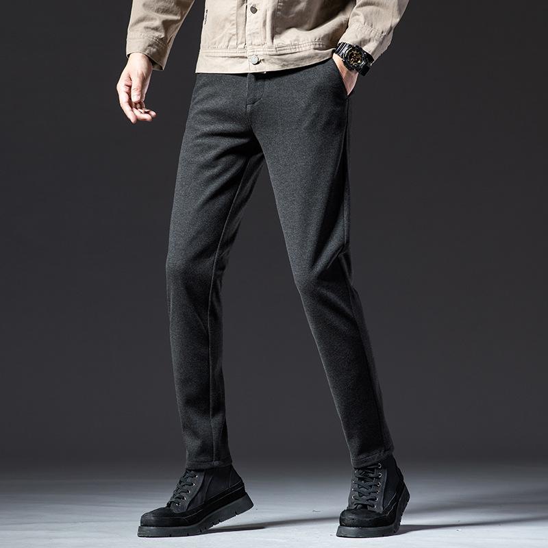 2024 Осень/Зима Толстые/Обычные Шерстяные Брюки Мужские Прямые Брюки-трубы Повседневные Брюки Легкие Деловые Эластичные Антипригарные Серые Брюки