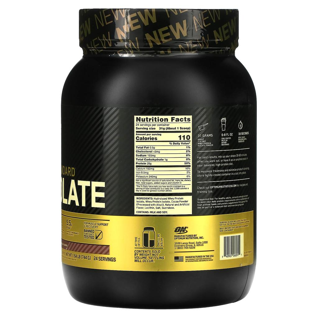 Optimum Nutrition Gold Standard 100% Isolate, Chocolate Bliss, 1.64 Lb (744 G)