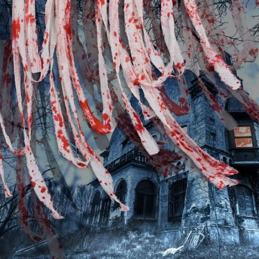 Blood Stained Halloween Blood Cloth Scary Halloween Bloodstained Curtains for Home, Party