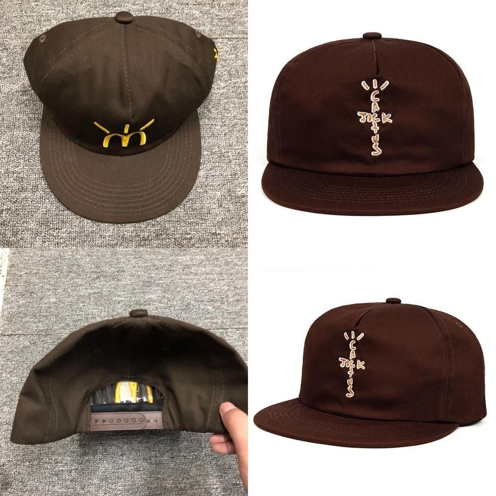 Бейсболка Travis Scott Mcdonald's Collaboration Вышитая, Регулируемая, Хлопок, Широкие поля