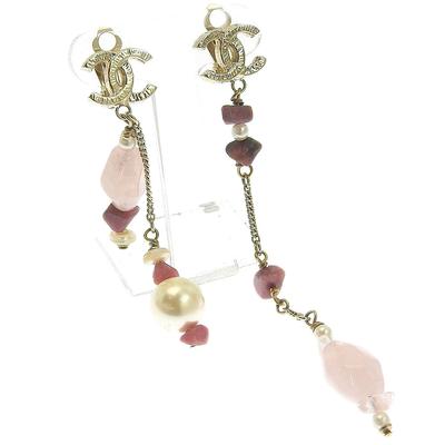 Серьга COCO Mark асимметричная розовый/Металлик цвета денег/Цветной камень 17,5 г Женская Б/у