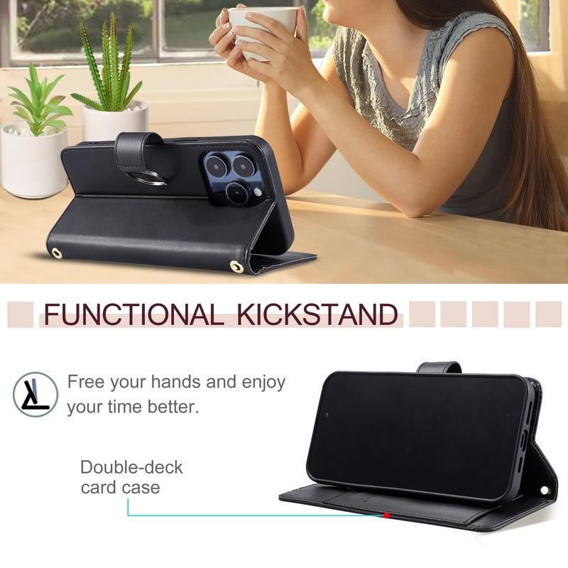 Чехол для Samsung Galaxy S23 S24 FE S25 Plus Ultra Luxury Flip Wallet Case из искусственной кожи с отделениями для карт и подставкой со шнурком