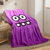 Two large cartoon eyes and a set of square teeth on a purple background. for all seasons blanket lunch break throw gift