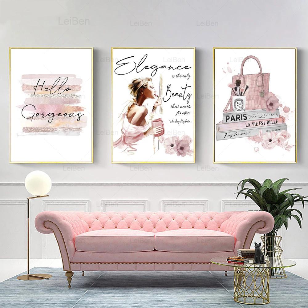 Модные кисти для макияжа и красоты, постер, настенная живопись на холсте, элегантная женская картина с принтами, духи Парижа, картины для современного домашнего декора