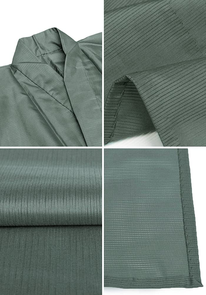 Японское моющееся одинарное кимоно Minato [KYOETSU], мужское, летнее, мужская, одежда, кимоно, одежда, черный, зеленый, кома-ро (LL, Нэдзуми)